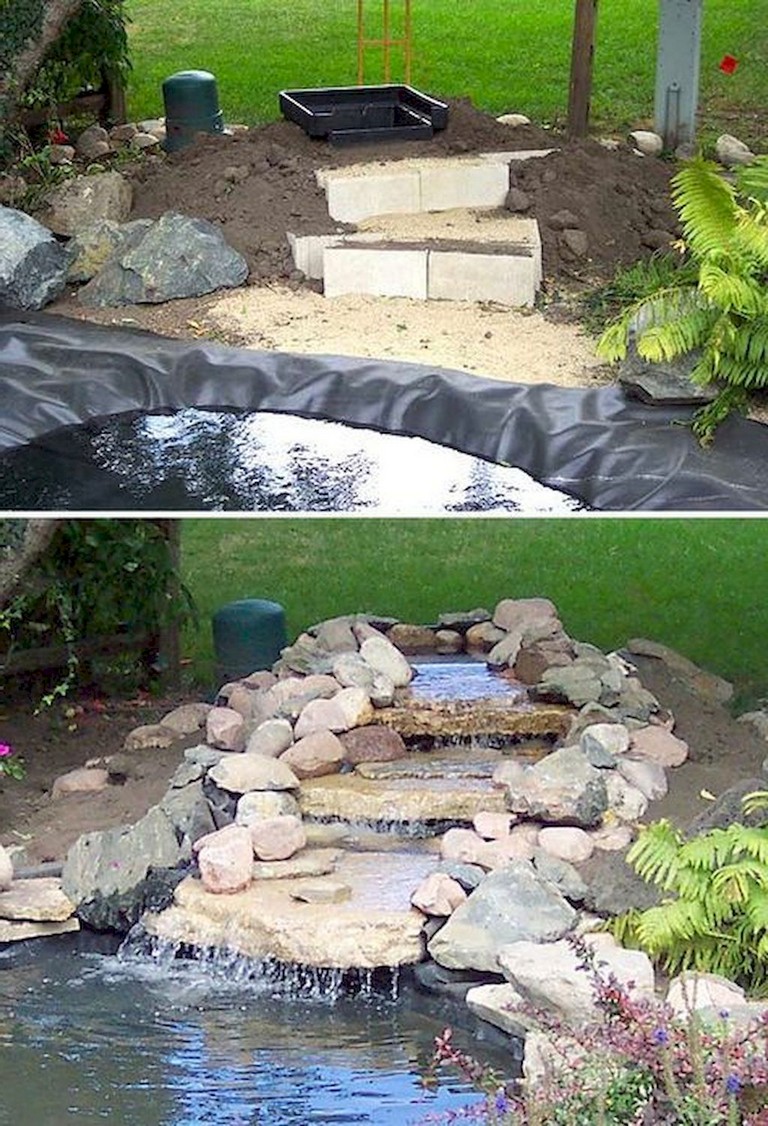 65+ Lovely Backyard Waterfall And Pond Landscaping Ideas